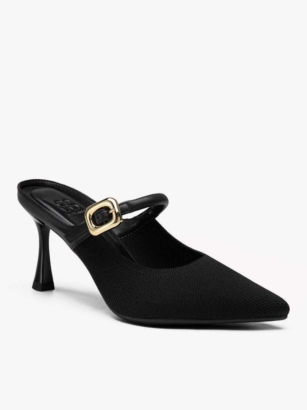 Cosy Island GraceLithe Pointed Toe Heeled Mule in Black & Gold, SZ 5 BRAND NEW!